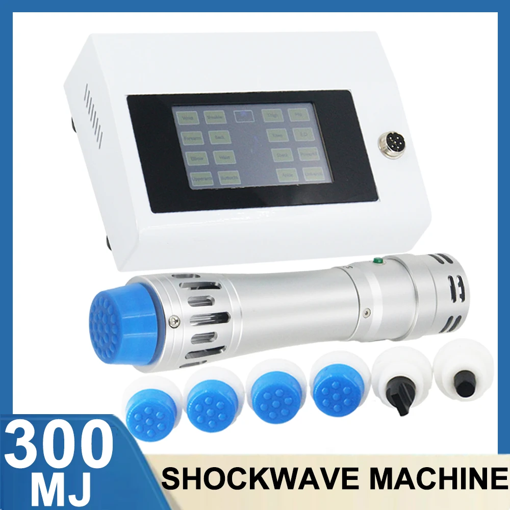 Professonal Shockwave Therapy Machine 300MJ Alleviate Chronic Pain Treating Patellar Tendonitis Shock Wave Massager 7 Heads