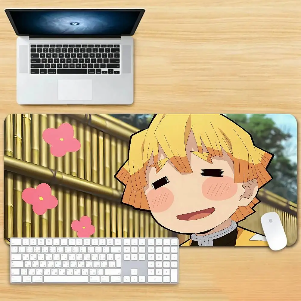 XXL 90x40cm Thunder Breathing Boy Anime Gaming Mouse Pad Non Slip Rubber Stitched Edge Desk Mat For PC Laptop Office Gift