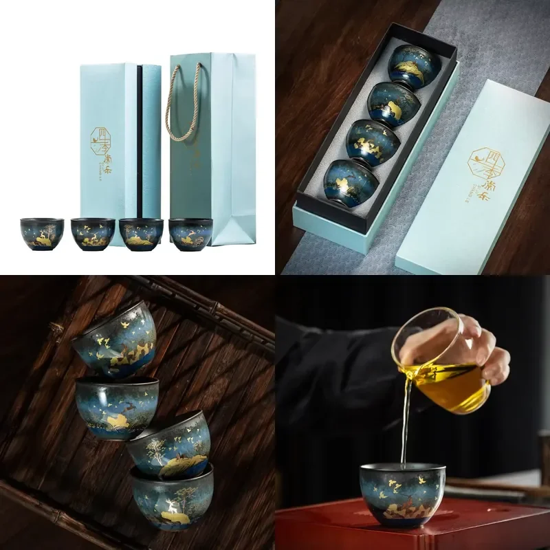 

【CHIMU HOME】 Porcelain Kung Fu Cup Set for Bowl Master Cup Modern High-grade Teacup Hand Gift All the Way