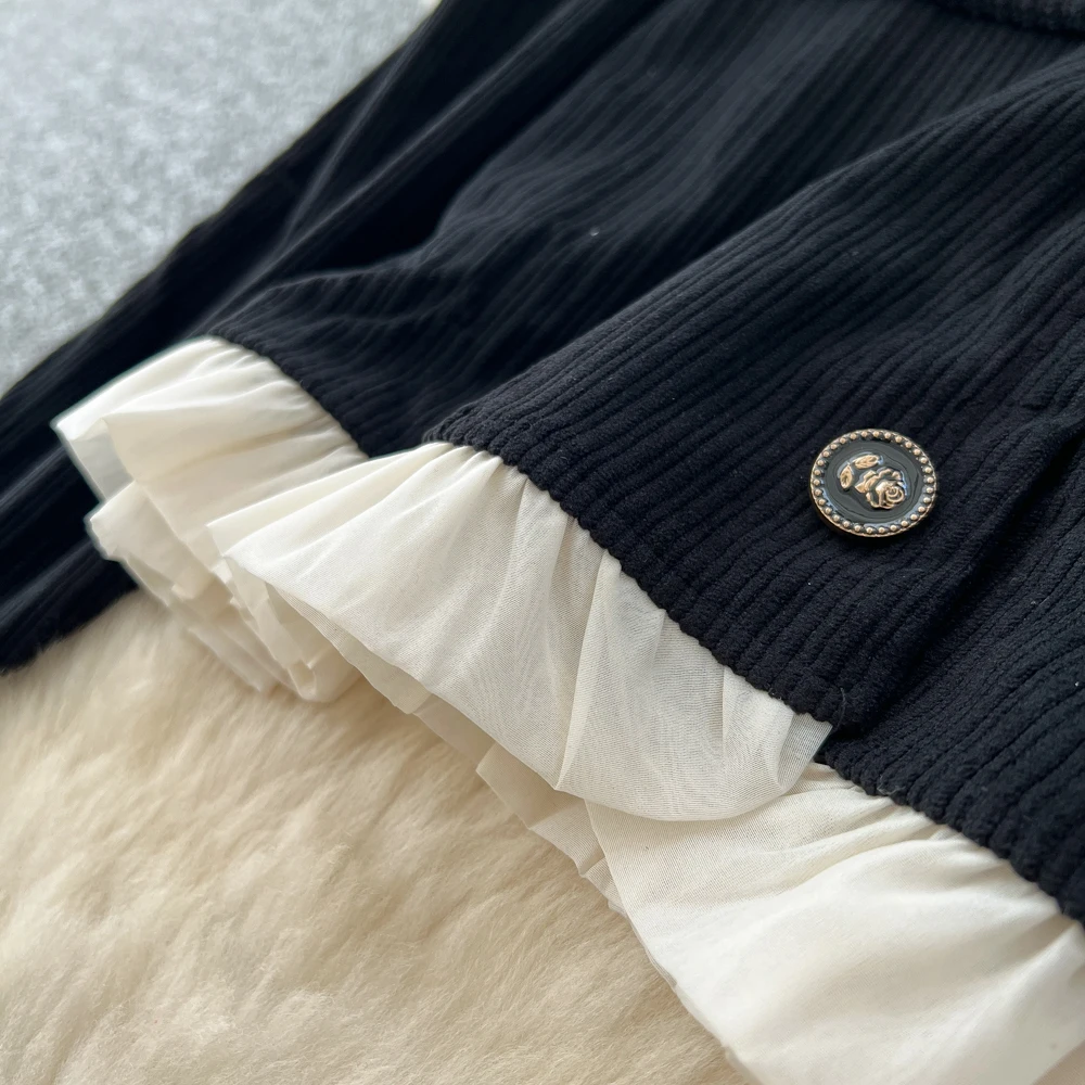 Set sexy in due pezzi Top chic monopetto con scollo a O e set da vacanza con gonna a trapezio a vita alta a pieghe