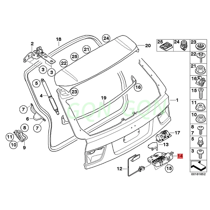 Tail cover locking machine bm w x5 x6 Rear lid lock Luggage compartment lid lock Tailgate lock