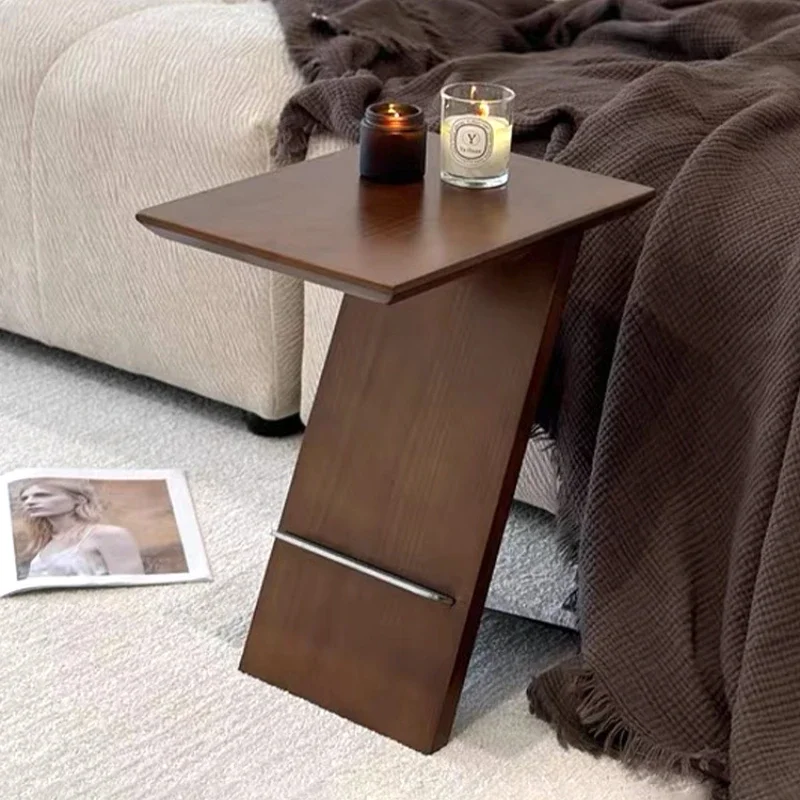 

Винтажный приставной столик для дивана, тумба для кофе из массива дерева, узкая прикроватная тумбочка, винтажная угловая полка для спальни