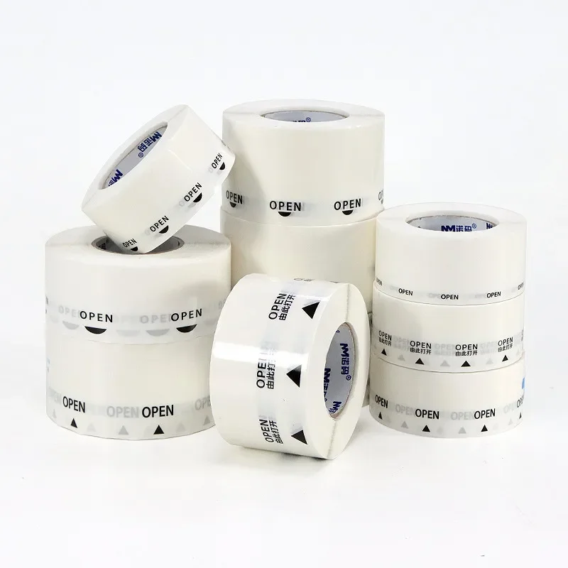 1000pcs Transparent OPEN Stickers Pull-out Box Packaging Box Opening Spacer Sticker Glue Arrow Sealing
