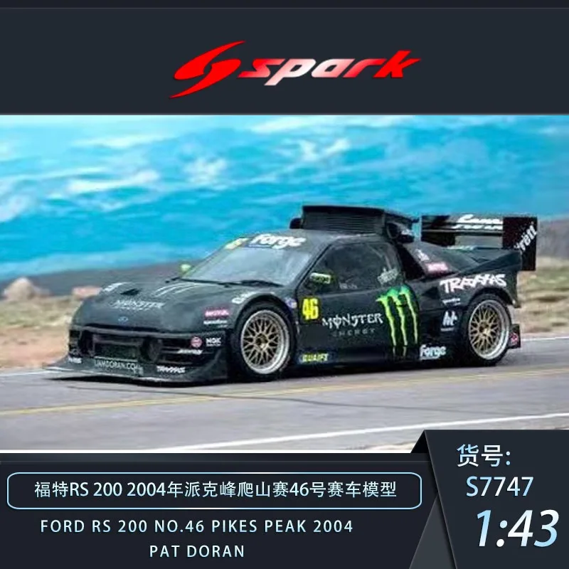 Spark 1:43 Ford RS 200 Pike Peak Climbing Race High Detail Restoration Resin Car Model Adult Collection Ornament