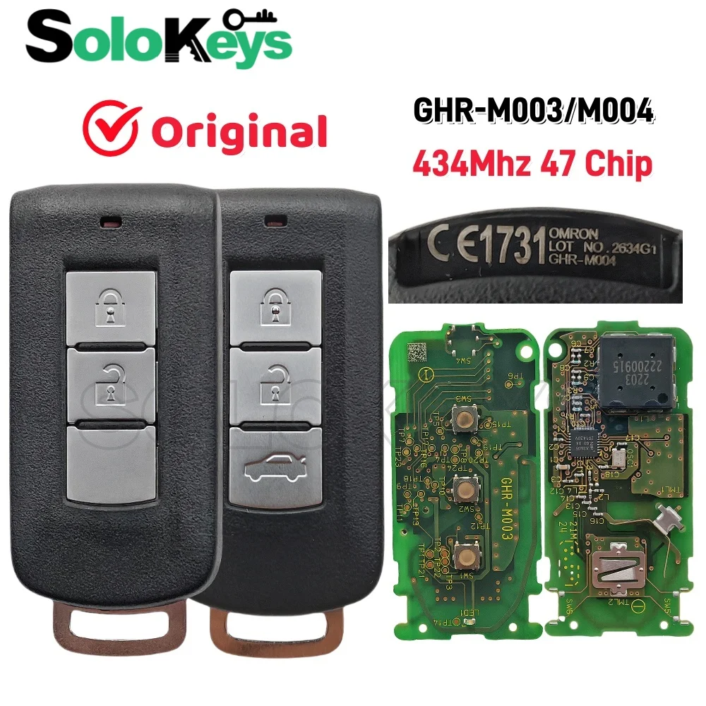 

SOLOKEYS PN: GHR-M003/M004 Original For Mitsubishi Pajero Outlander L200 Montero Smart Remote Key 434MHz 47 HITAG3 (PKE) Chip