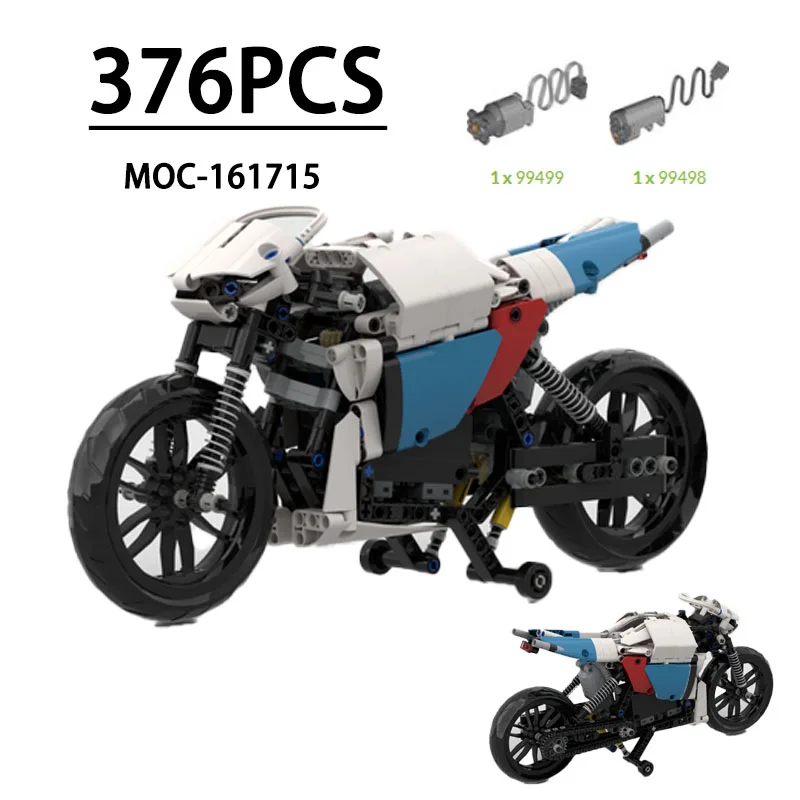 

MOC-161715 Building Block Motorcycle and Car Assembly Model Display 376 Pieces Children's Birthday Christmas New Year Toy Gift