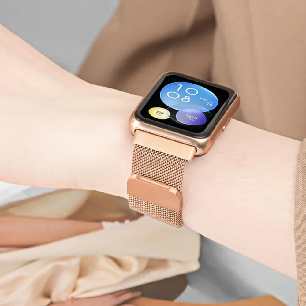 Миланская петля для часов Huawei Fit/Fit2, умные магнитные металлические браслеты из нержавеющей стали, часы Huawei, подходят для 2-полосных аксессуаров