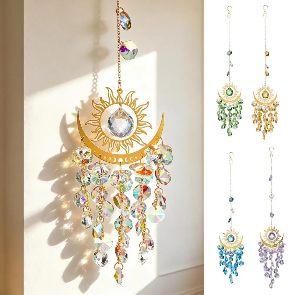 Rainbow Light Projector Chime Colorful Suncatcher Window Decor Hanging Prism Rainbow Maker with Chain Garden Wind for Home