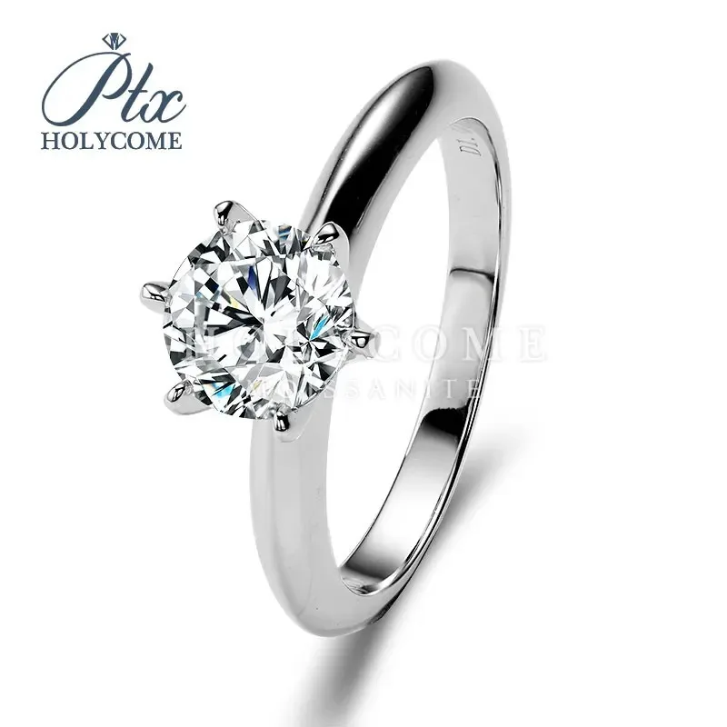 6.5mm GRA and Jewelry Certificated Holycome Rings GRA DEF VVS1  Round Cut Moissanite Rings 925 Sterling Silver Direct Selling