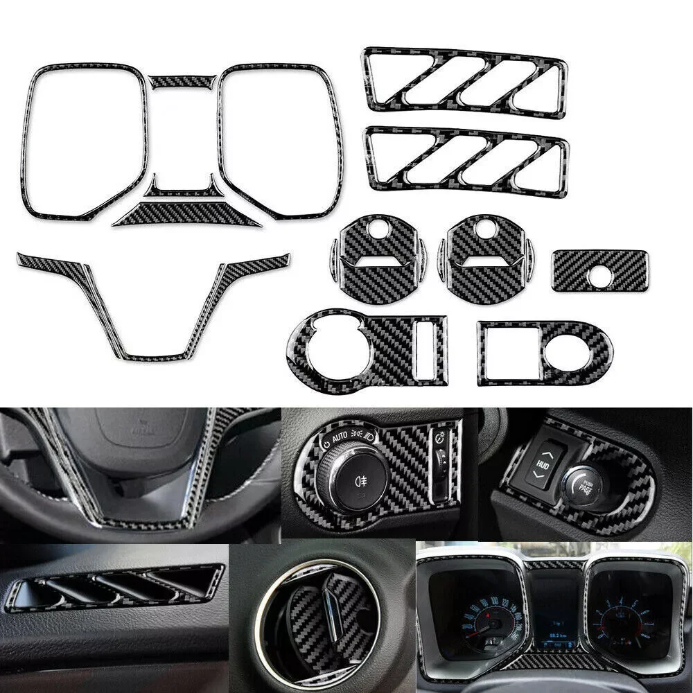 VEHICULOS 21PCS Carbon Fiber Full Interior Kit Set Cover For Chevrolet Camaro 2010-2015