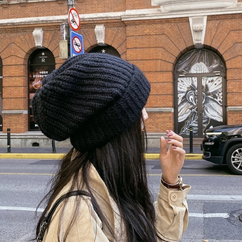 

Fashion Hip Hop Y2k Black Hat Men Autumn Winter Head Warmer Korean Style 2000s Aesthetic Grunge Knitted Woolen Cap Women Beanie