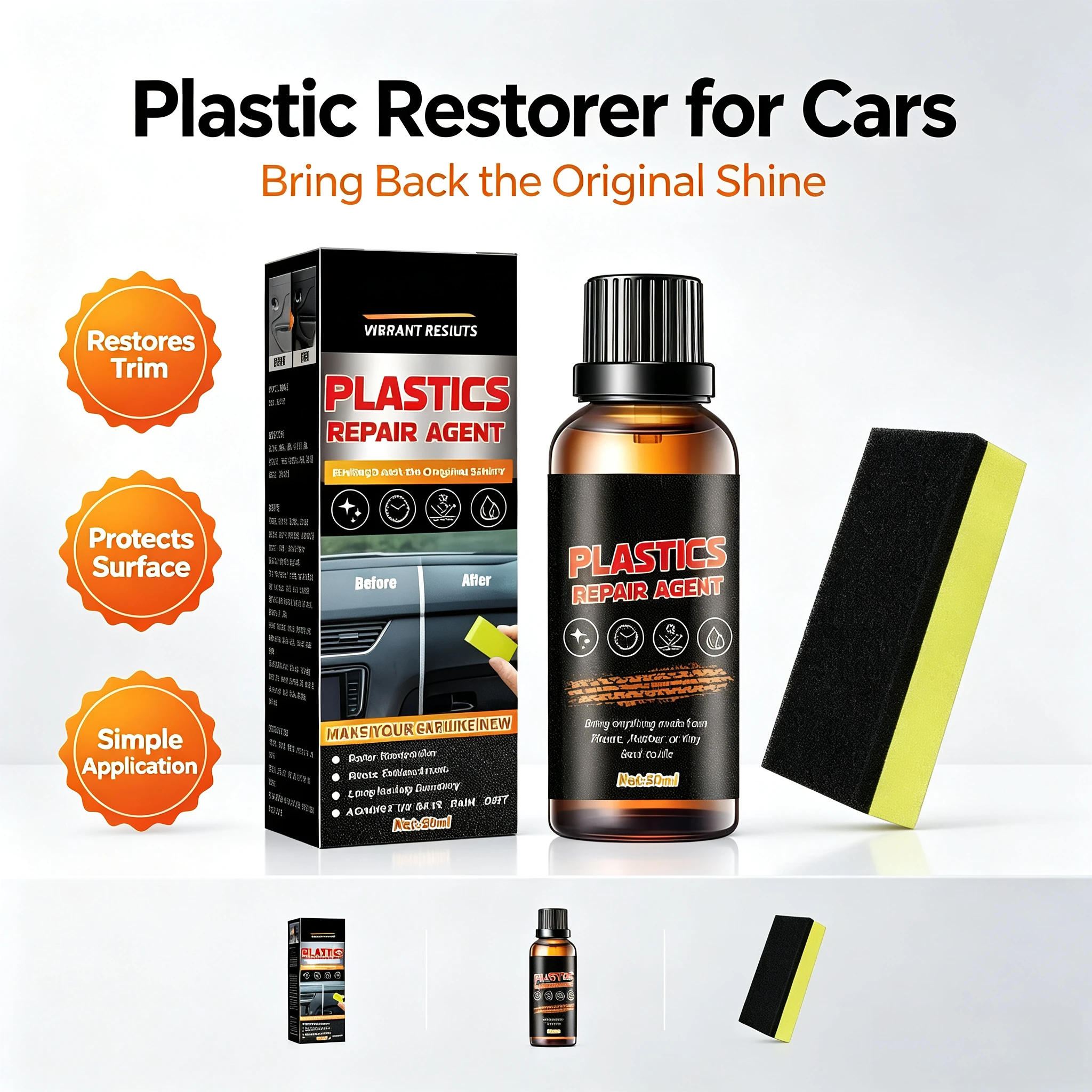 Premium 50ml Car Plastic Restorer Back To Black Restoring Liquid Revitalizing Coating Renovation Agent For Auto Detailing Care