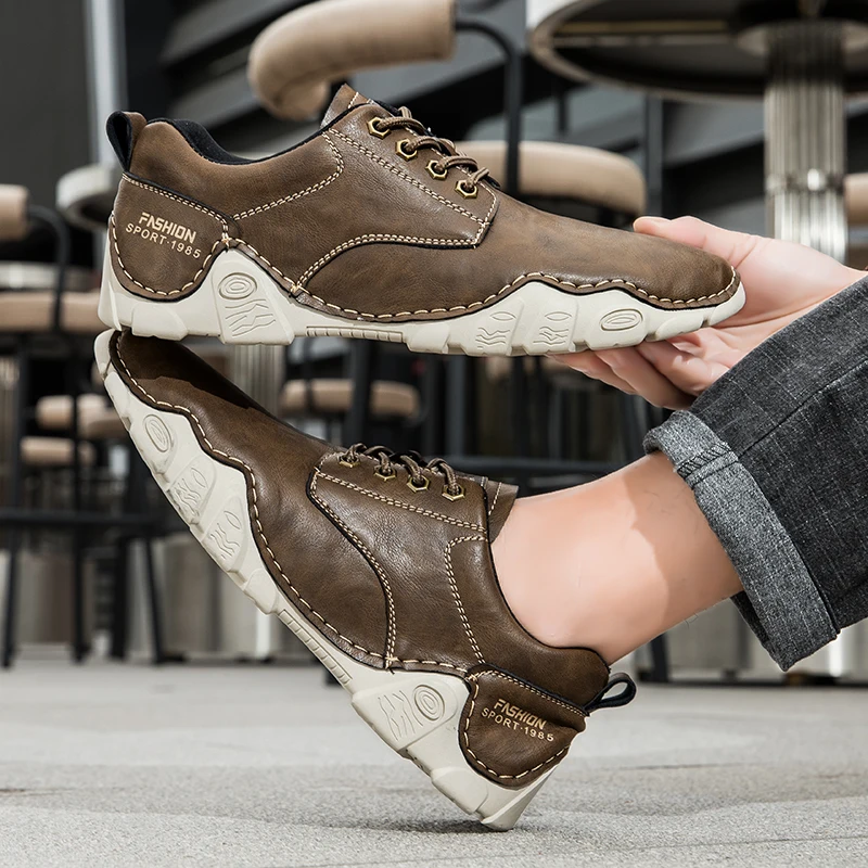 

Durable Business Leather Shoes | Double-Layered Sole Commuter Work Footwear handmade sewing men shoes