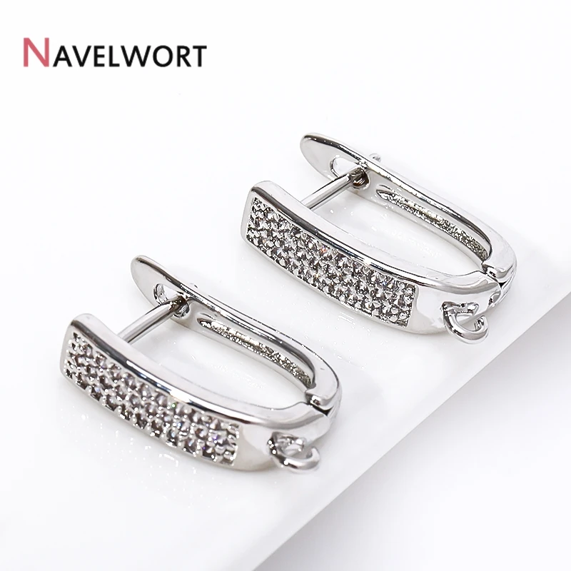 18K Gold Plated Brass With Zircon Earwires Fasteners,DIY Accessories,Earring Fixtures For DIY Fashion Earring Making Fittings