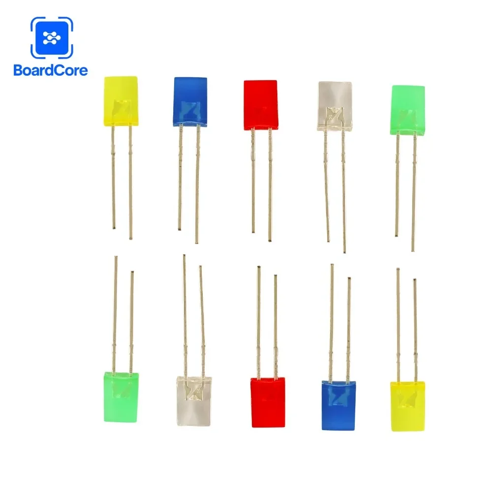 100PCS/lot 2x5x7mm Square LED Diode Set 5 Colors Short-LEG Light-Emitting Diode LED In-Line Lamp Beads DIY Electronic Kit