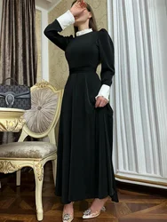 Eid Muslim Sweet Dress for Women Lace-up Vestidos Largo Abaya Morocco Party Dresses Ramadan Kaftan Dubai Arab Long Robe 2024