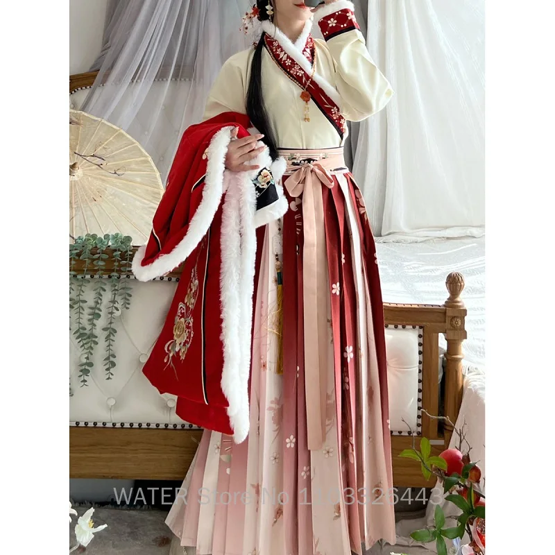 Wasser Winter Hanfu Frauen alten chinesischen traditionellen Stil Kleider Frau Kleidung weibliche Kostüm Cosplay China tragen Kleidung