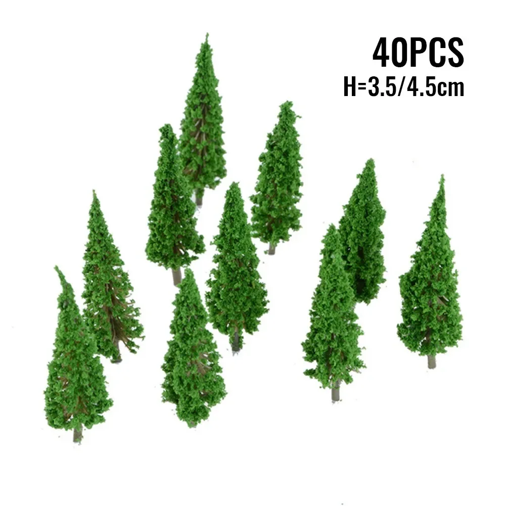 

40pcs Plastic Model Trees For Train Railroad Diorama Wargame Park Landscape Scenery Green Garden Décor Lawn Ornaments