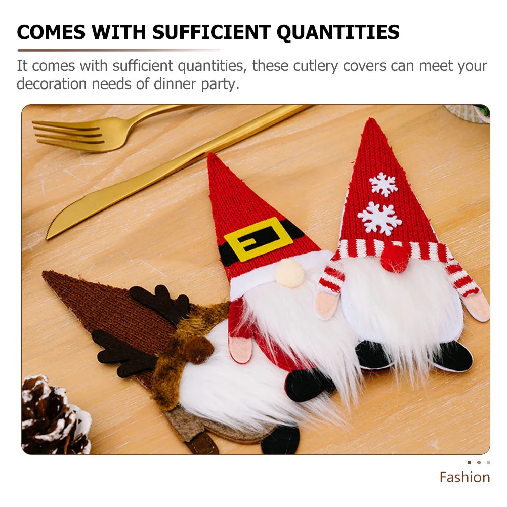 

Festival Silverware Holder Dwarf Cutlery Set Party Cloth Elder Table Christmas Decor