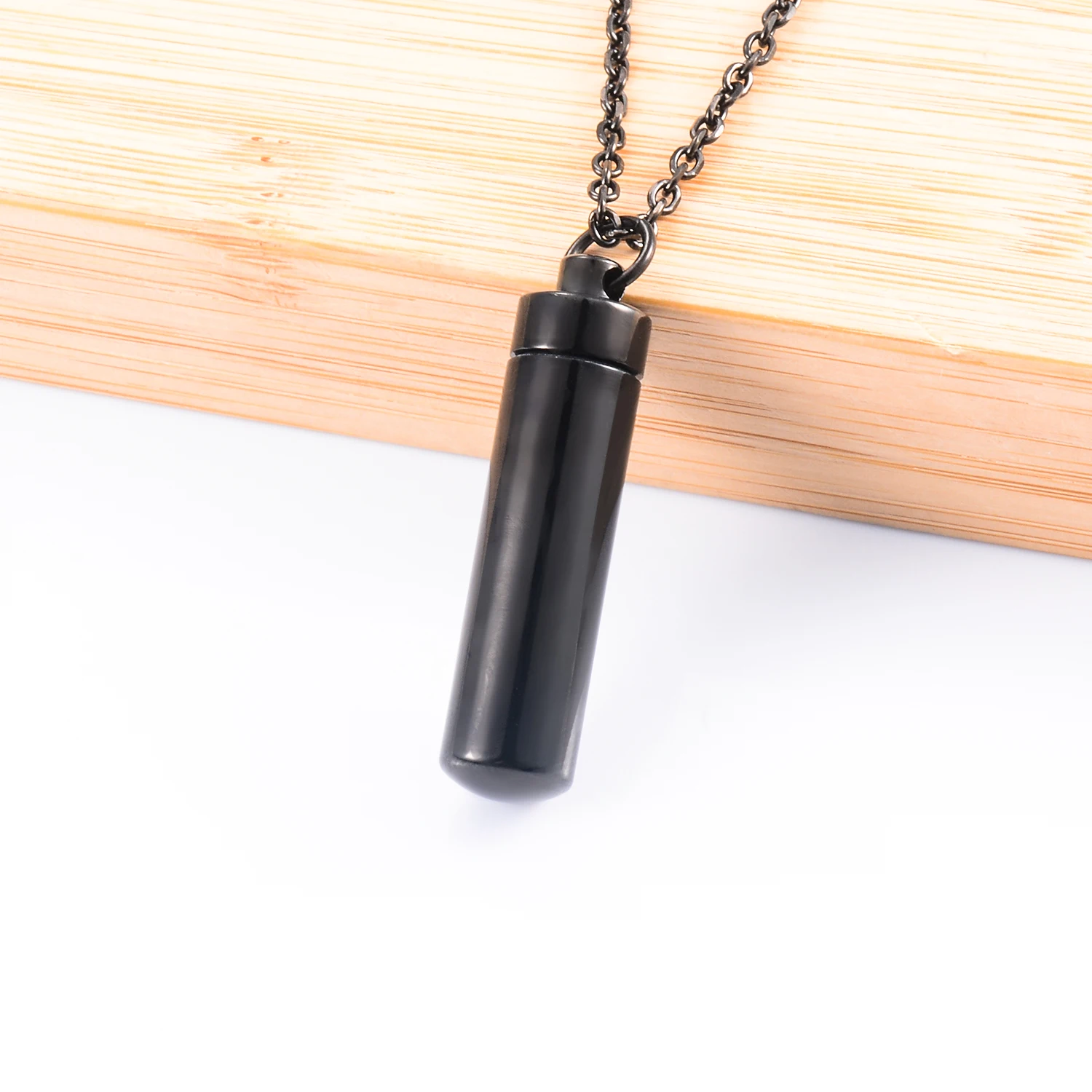 316L Stainless Steel Openable Memorial Cremation Hip hop Pendant Cylinder Tube Ash Urn Necklaces accessories