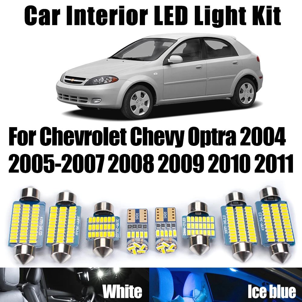 

11Pcs Canbus For Chevrolet Chevy Optra 2004- 2008 2009 2010 2011 Car LED License Plate Bulbs Interior Reading Map Dome Light Kit