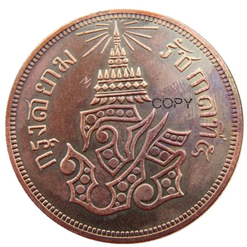 TH(03)THAILAND 2 ATT 1/32 BAHT 1876 KING RAMA V SIAM Copper Copy Coin