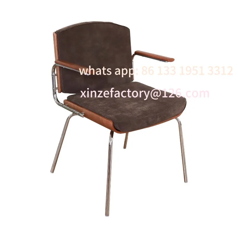 

Light luxury retro dining chair with armrest, living room sofa chair, home bedroom, single backrest, office computer chair