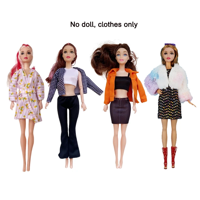 Vêtements en beurre faits à la main pour enfants, tenues trempées décontractées, manteau, accessoires vestisens, poupées, jouets, mode, 11,5 po, 30cm, 4 ensembles par paquet