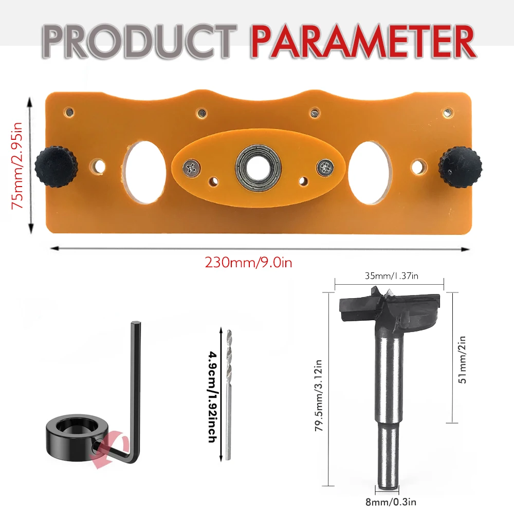 35mm Hinge Jig Drilling Hole Puncher Hinge Boring Dowel Jig Woodworking Dowel Cabinet Jig Drill Guide Locator DIY Auxiliary Tool