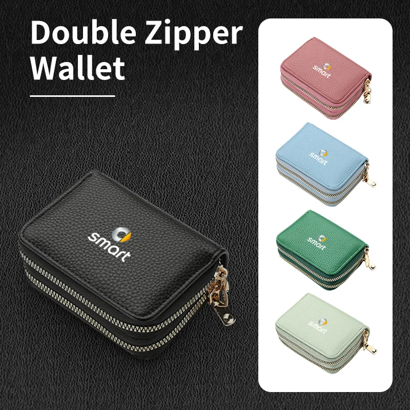 Car Zip Purse Coin Pouch Card Holder Bag Money Wallets Leather Portable For Smart Fortwo 451 450 453 Forfour Cabrio Crossblade