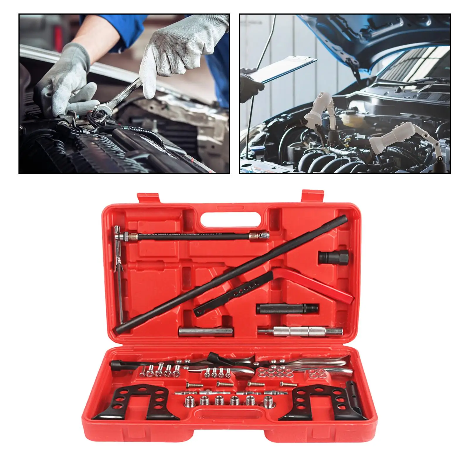 

Generic Car Engine Overhead Valve Spring Compressor Automotive with Storage Box Replace Stem Seal Remover Installer Tool Set