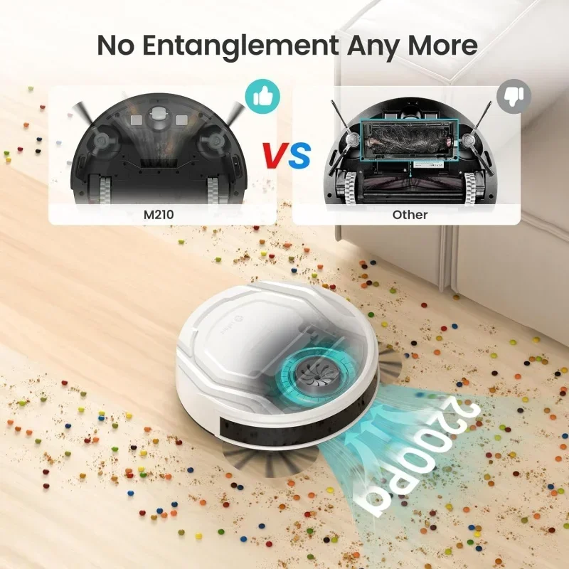 QWLefant Robot Vacuum Cleaner,Tangle-Free,Strong Suction,Slim,Low Noise,Automatic Self-Charging,Wi-Fi/App/Alexa Control,Ide
