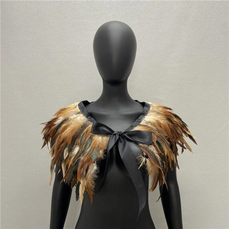 Three-layer Feather Halloween Neck Scarves designer luxury Woman Shawl Snood Gothic Style Scarf Women Shawls Apparel Accessories