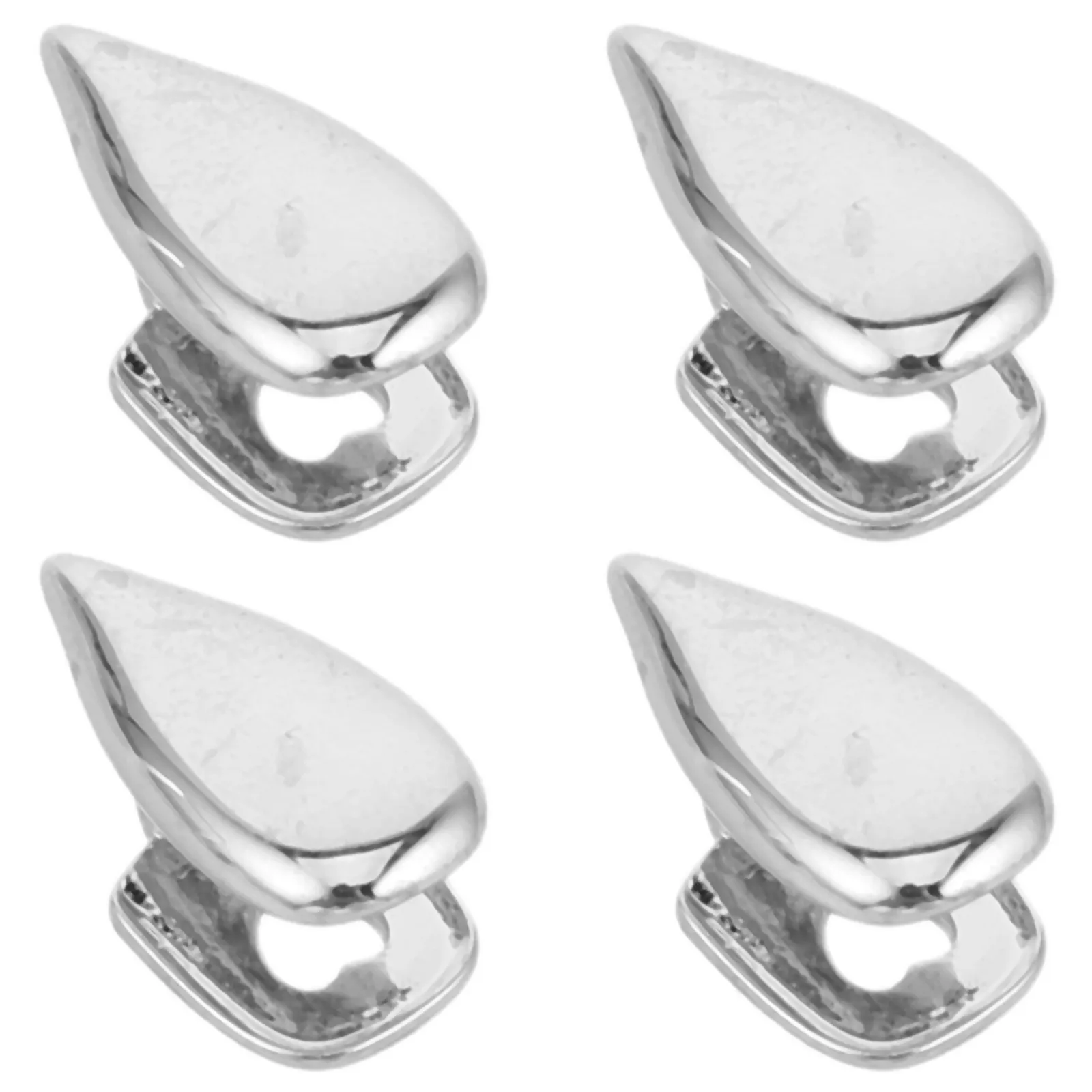 

4Pcs Hip Hop Teeth Grill Silver Plated Teardrop Fang Cap Removable Front Bottom Tooth Cover Urban Fashion Costume Mouth Grill