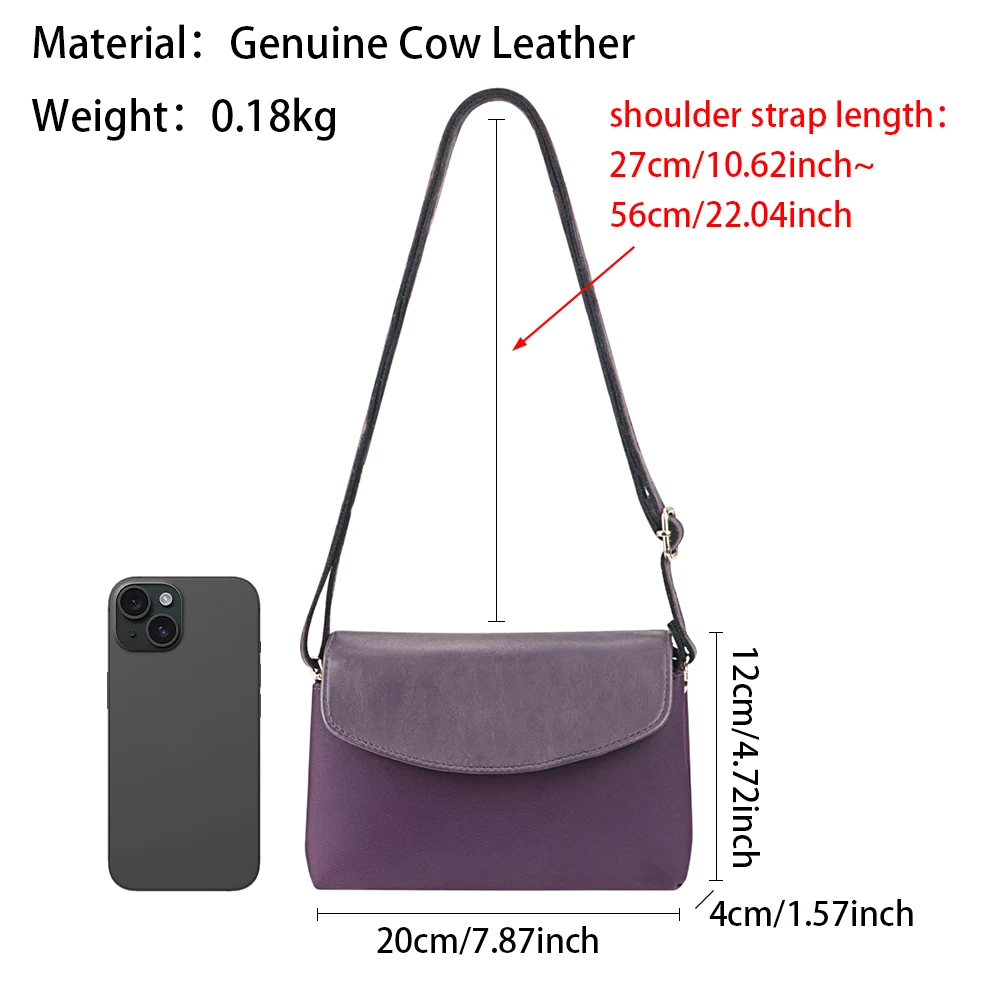 Royal Bagger Double-layer Zipper Mini Messenger Bags, Waterproof Simple Flap Phone Bag, Casual Shoulder Purse for Women 1877