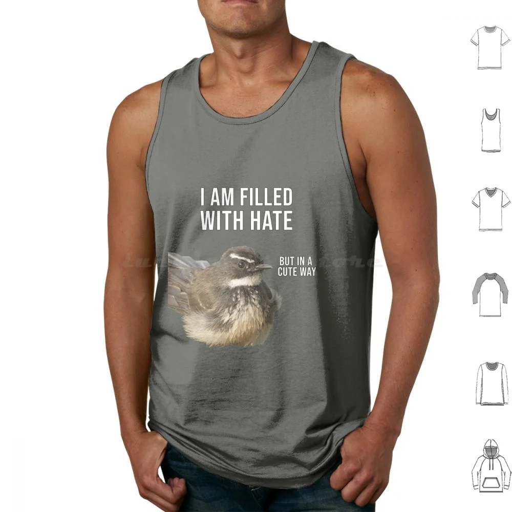 Birb-I Am Filled With Hate Tank Tops Print Cotton Mood Birb Bird Screaming Bird On A Branch Birds Painted Watercolour