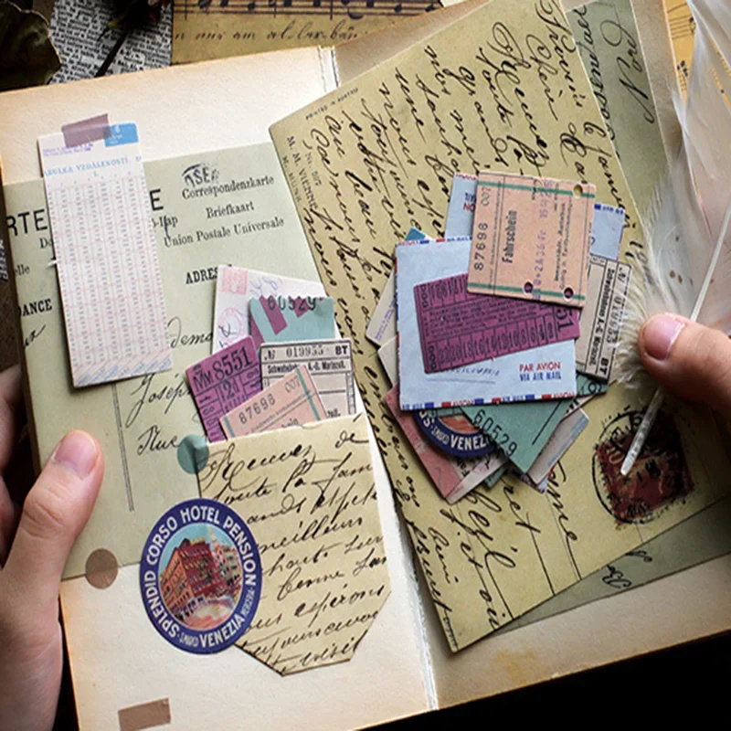 40pcs/pack Retro Handbook Material Pack Renaissance Series Creative Handbook Decorative Base Paper 4 Choices classical stylish