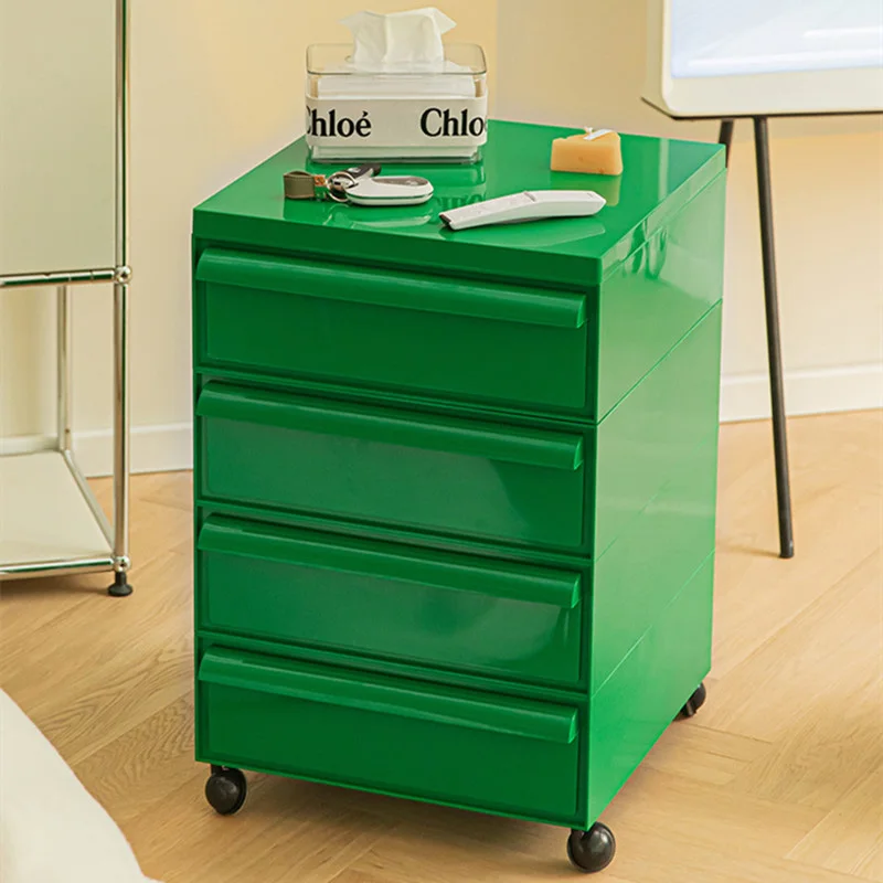 Wabi-sabi Wind Movable Bedside Table File Cabinet Storage Office Multi-layer Drawer Simple Ins Side a Few Storage Cabinets