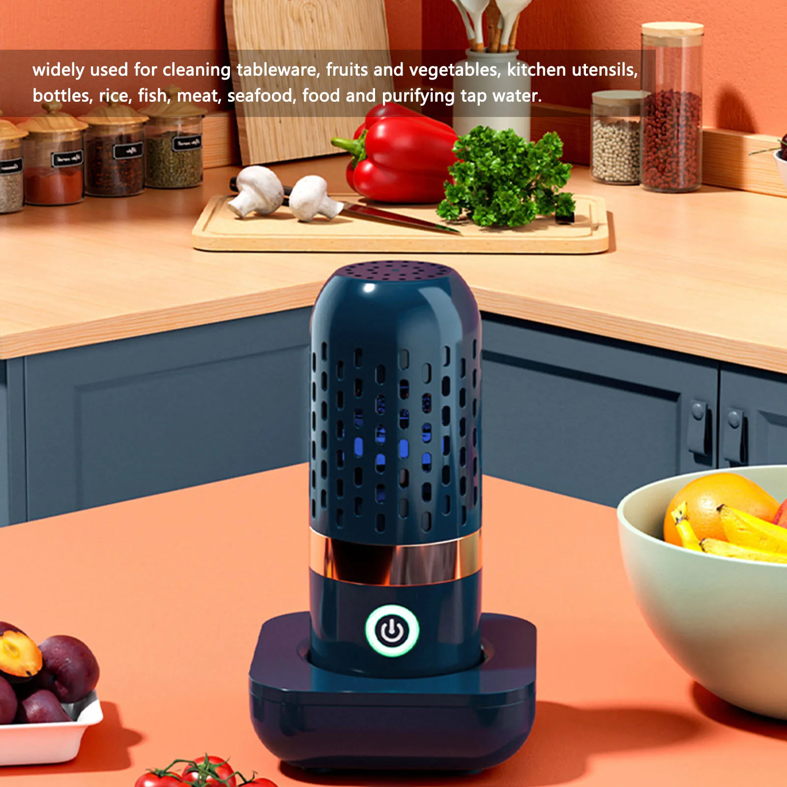 Automatic Vegetable Washing Machine Household Capsule Shape USB Charging Food Purifier for Fruits Rice Meat