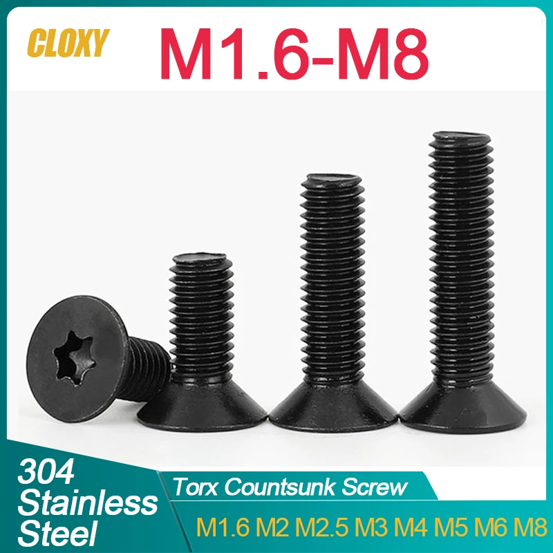 Vis Torx Tête Fraisée En Acier Allié Noir – Tailles M3 à M10