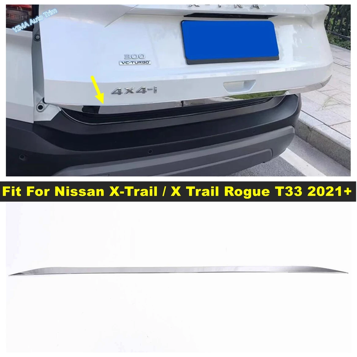 

For Nissan X-Trail / X Trail Rogue T33 2021 - 2024 Accessories Rear Trunk Lid Cover Tailgate Trim Door Handle Molding Garnish