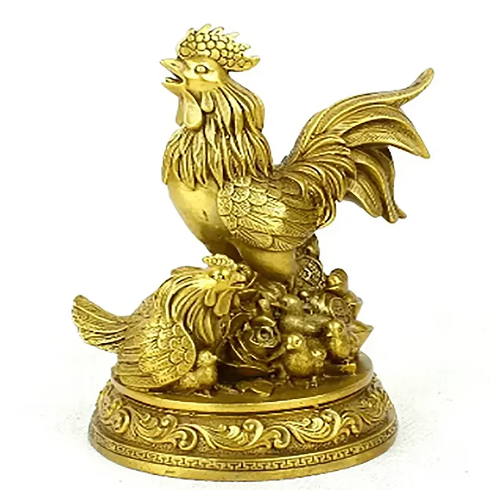 Chicken Rooster Copper Family Portrait Zhaocai Defends the Villain Home Furnishing Grams of Feng Shui Decorationroom Art Statue