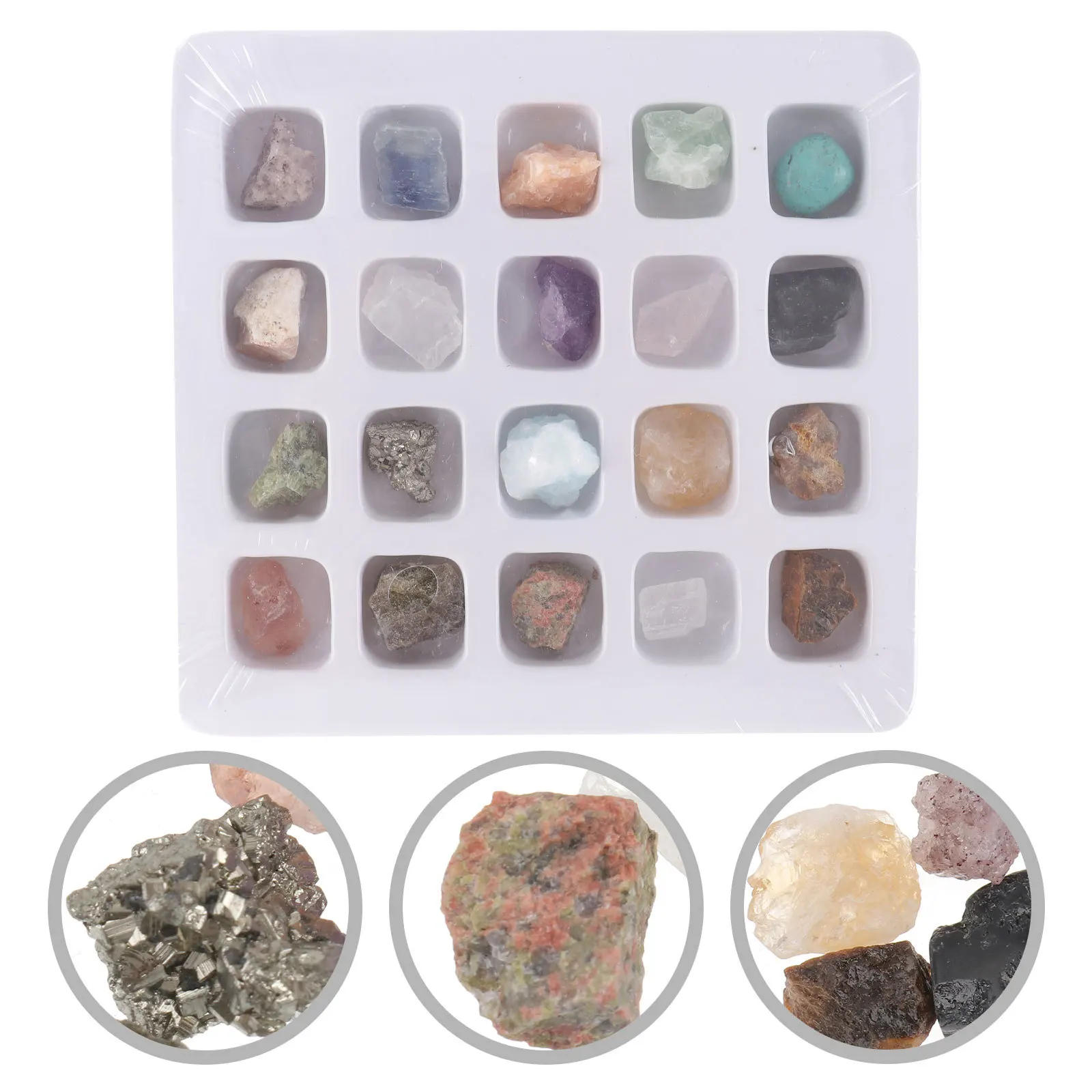 

1 Box Mineral Specimens Natural Science Experiment Set Kids Hand-Eye Coordination Training Aid Educational Gift Preschool