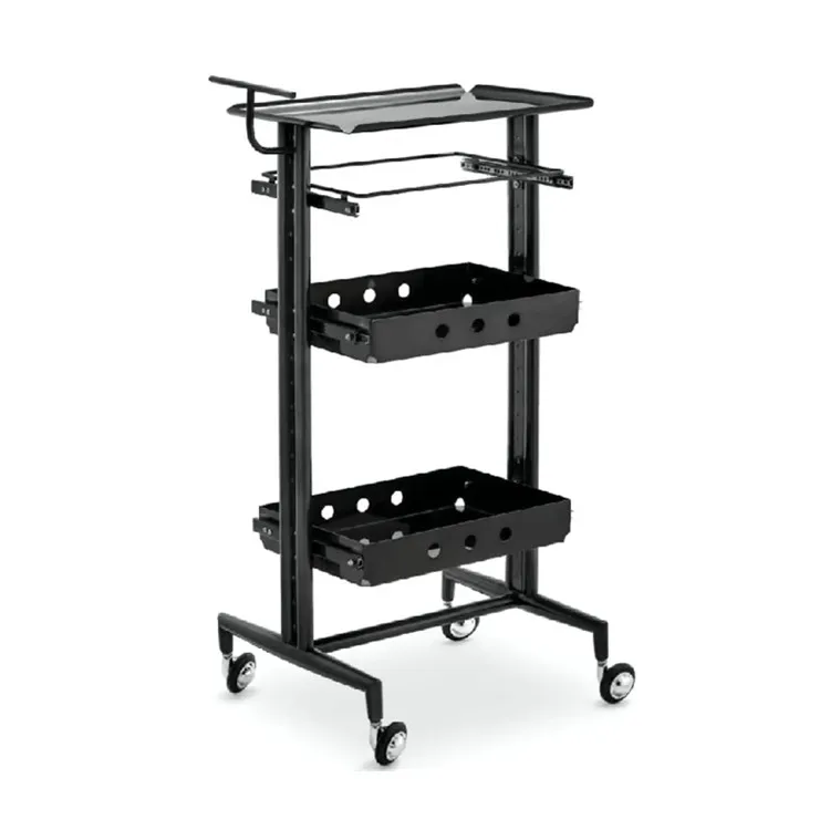 Hair Beauty Salon Special Mobile Trolley Golden and Silver Stainless Steel Tools Storage