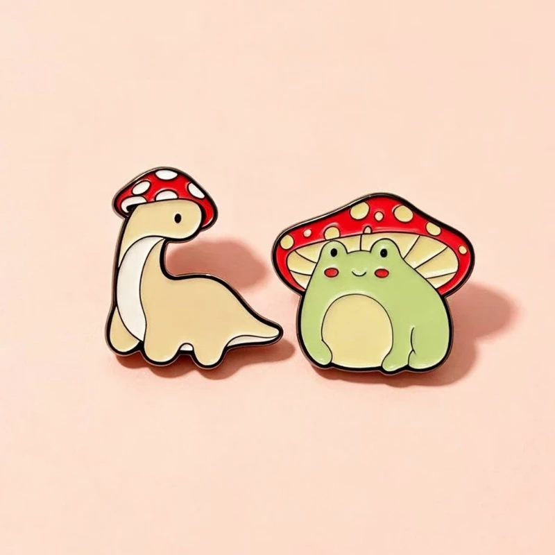 Creative Cartoon Frog Dinosaur Metal Brooch Cute Animal Enamel Zinc Alloy Kids Badge Pin For Gift DIY Clothing Bags Accessories