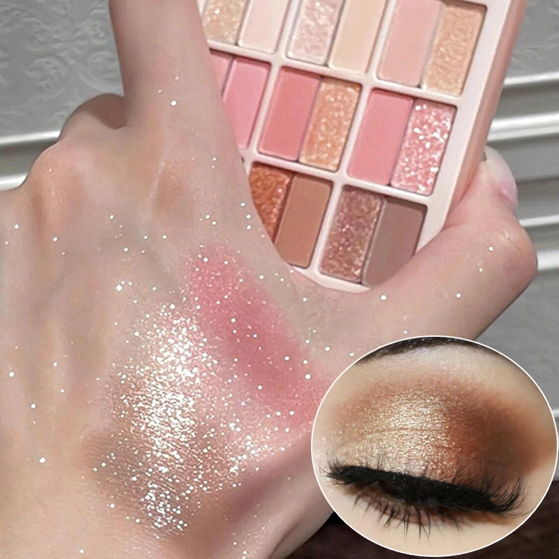 Paleta de sombra de olho, sombra, longa duração, coreano, maquiagem dos olhos, cosmético, cor de terra, glitter, rosa, verde