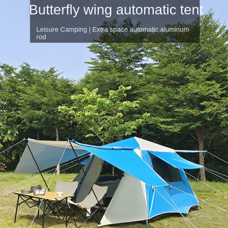 Outdoor Over 3-4 Automatic Portable Folding Speed Open Storm Protected Backcountry Camping Waterproof Butterfly Wing Tent