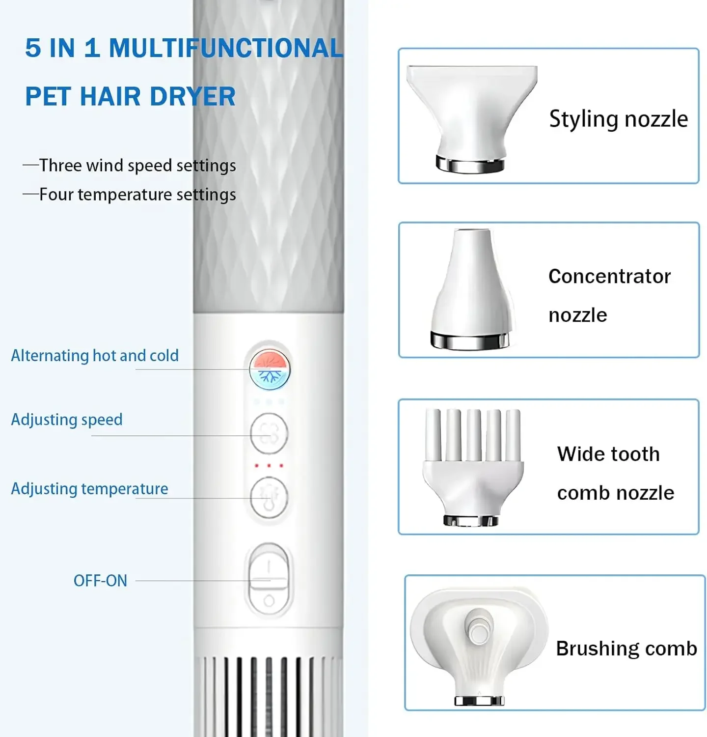 2026 Unique Dog Pet Dryer Handheld Pet Grooming Hair Dryer With Intelligent Temperature Control High Speed Pet Force