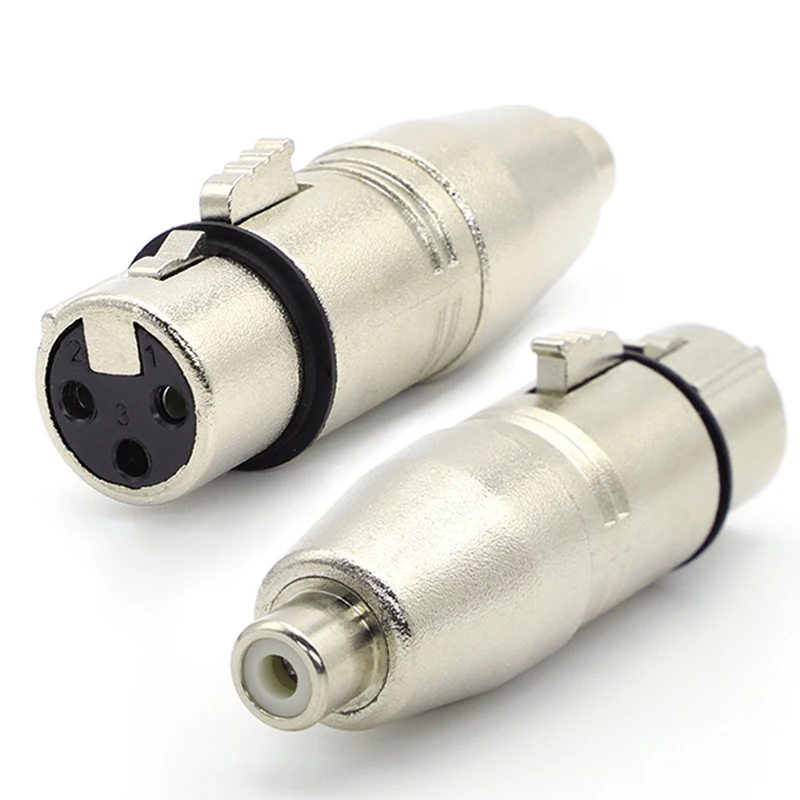 

1/2Pcs XLR 3-Pin Female to RCA Female Audio converter Adapter Connector For Microphone Speaker，Zinc alloy Metal shell