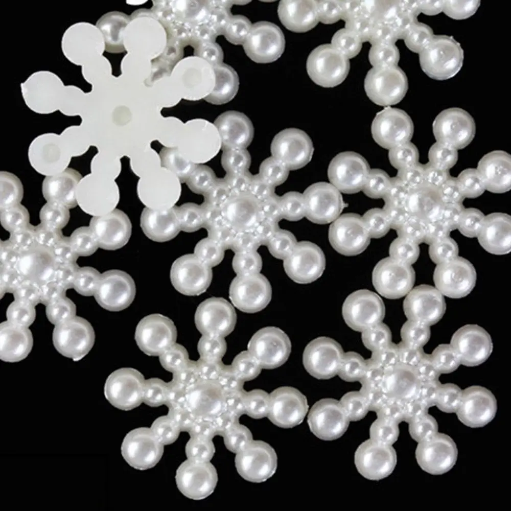 CraftWhite Cardmaking Decor Decoration Craft Wedding Flatback Pearl Snowflake Christmas Embellishment